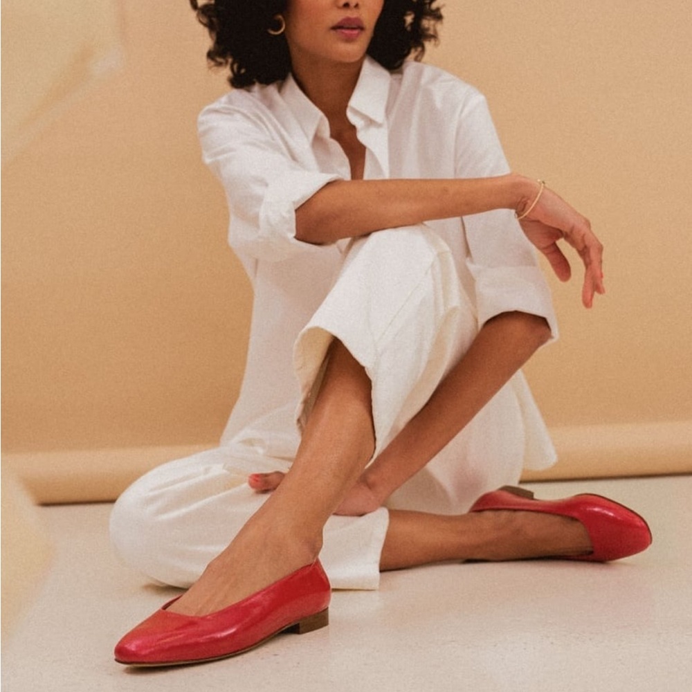 Bobbie’s Paris Red leather ballet flats